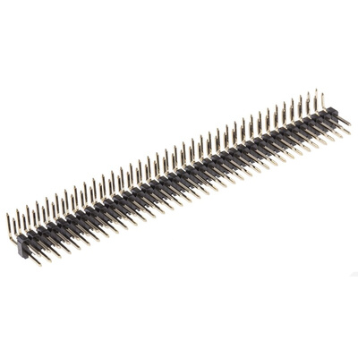 HARWIN M20, 2.54mm Pitch, 72 Way, 2 Row, Right Angle Pin Header, Through Hole