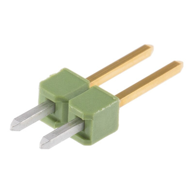TE Connectivity AMPMODU MOD II Series Straight Through Hole Pin Header, 2 Contact(s), 2.54mm Pitch, 1 Row(s), Unshrouded