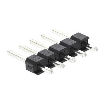 HARWIN M20 Series Straight Through Hole Pin Header, 5 Contact(s), 2.54mm Pitch, 1 Row(s), Unshrouded