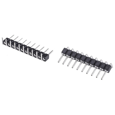 Preci-Dip Right Angle Through Hole Pin Header, 10 Contact(s), 2.54mm Pitch, 1 Row(s), Unshrouded