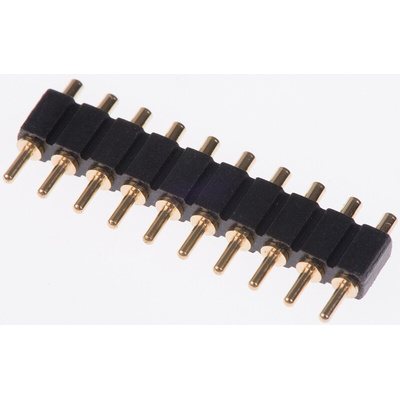 Preci-Dip Straight Through Hole Spring Loaded Connector, 10 Contact(s), 2.54mm Pitch, 1 Row(s), Shrouded
