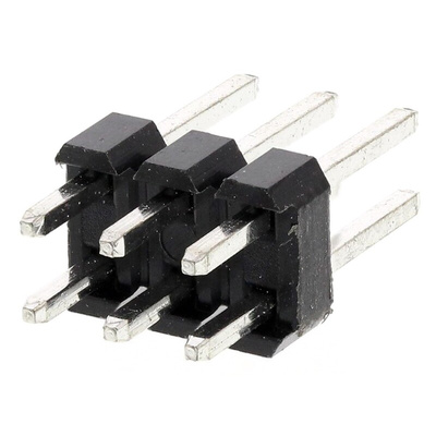 HARWIN M20 Series Straight Through Hole Pin Header, 6 Contact(s), 2.54mm Pitch, 2 Row(s), Unshrouded