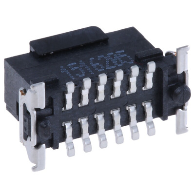 ERNI SMC Series Straight Surface Mount PCB Header, 12 Contact(s), 1.27mm Pitch, 2 Row(s), Shrouded