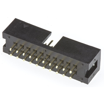Amphenol T821 Series Straight Through Hole PCB Header, 20 Contact(s), 2.54mm Pitch, 2 Row(s), Shrouded