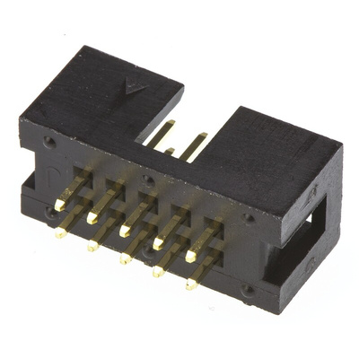 Amphenol T821 Series Straight Through Hole PCB Header, 10 Contact(s), 2.54mm Pitch, 2 Row(s), Shrouded