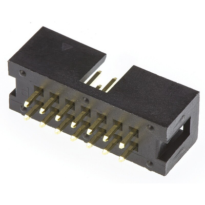 Amphenol T821 Series Straight Through Hole PCB Header, 14 Contact(s), 2.54mm Pitch, 2 Row(s), Shrouded