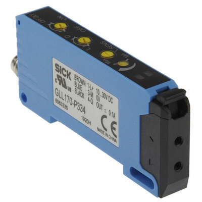 Sick Plastic Fibre Optic Sensor 0 → 800 (Through-beam) mm, 0 to 190 (Proximity) mm, PNP Output, 30 mA, IP66, 10