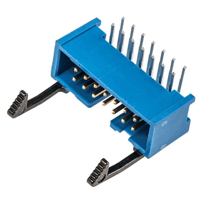 TE Connectivity AMP-LATCH Series Right Angle Through Hole PCB Header, 14 Contact(s), 2.54mm Pitch, 2 Row(s), Shrouded