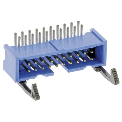 TE Connectivity AMP-LATCH Series Right Angle Through Hole PCB Header, 20 Contact(s), 2.54mm Pitch, 2 Row(s), Shrouded