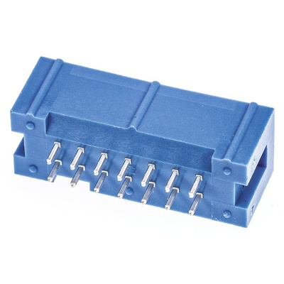 TE Connectivity AMP-LATCH Series Straight Through Hole PCB Header, 14 Contact(s), 2.54mm Pitch, 2 Row(s), Shrouded
