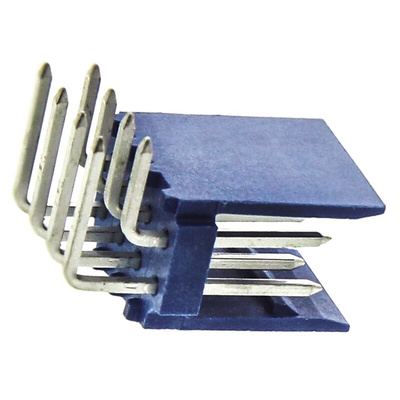 TE Connectivity AMPMODU HE14 Series Right Angle Through Hole PCB Header, 8 Contact(s), 2.54mm Pitch, 2 Row(s), Shrouded