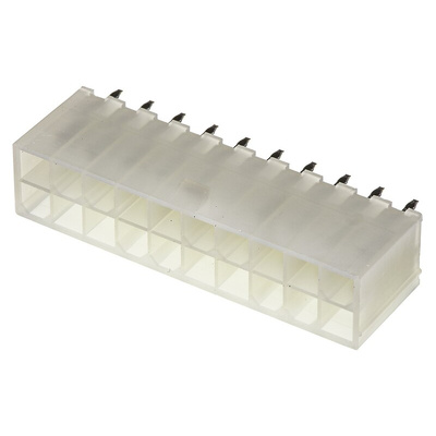 Molex Mini-Fit Jr. Series Straight Through Hole PCB Header, 20 Contact(s), 4.2mm Pitch, 2 Row(s), Shrouded