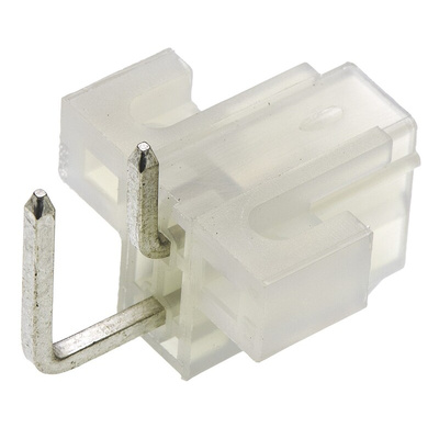 Molex Mini-Fit Jr. Series Right Angle Through Hole PCB Header, 2 Contact(s), 4.2mm Pitch, 2 Row(s), Shrouded