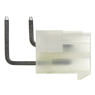 Molex Mini-Fit Jr. Series Right Angle Through Hole PCB Header, 2 Contact(s), 4.2mm Pitch, 2 Row(s), Shrouded