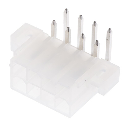 Molex Mini-Fit Jr. Series Right Angle Through Hole PCB Header, 8 Contact(s), 4.2mm Pitch, 2 Row(s), Shrouded