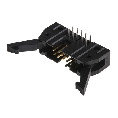 TE Connectivity AMP-LATCH Series Right Angle Through Hole PCB Header, 10 Contact(s), 2.54mm Pitch, 2 Row(s), Shrouded