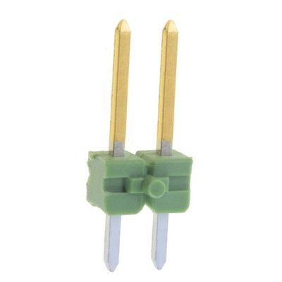 TE Connectivity AMPMODU MOD II Series Straight Through Hole Pin Header, 2 Contact(s), 2.54mm Pitch, 1 Row(s), Unshrouded