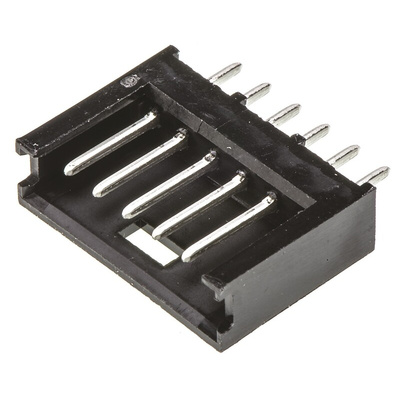 TE Connectivity AMPMODU MOD II Series Straight Through Hole PCB Header, 6 Contact(s), 2.54mm Pitch, 1 Row(s), Shrouded