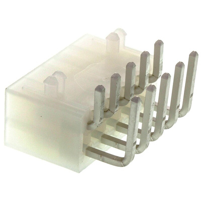 Molex Mini-Fit Jr. Series Right Angle Through Hole PCB Header, 10 Contact(s), 4.2mm Pitch, 2 Row(s), Shrouded