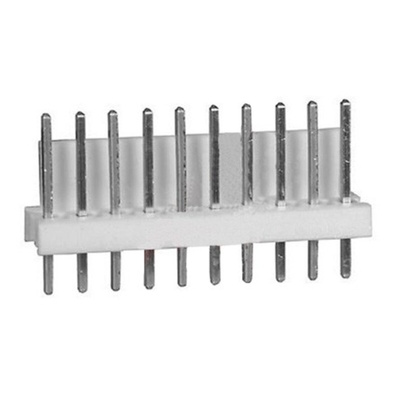 TE Connectivity MTA-100 Series Straight Through Hole Pin Header, 10 Contact(s), 2.54mm Pitch, 1 Row(s), Unshrouded