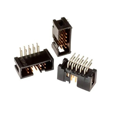 3M 2500 Series Right Angle Through Hole PCB Header, 10 Contact(s), 2.54mm Pitch, 2 Row(s), Shrouded
