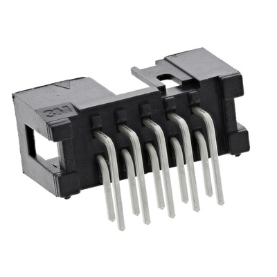 3M 2500 Series Right Angle Through Hole PCB Header, 10 Contact(s), 2.54mm Pitch, 2 Row(s), Shrouded