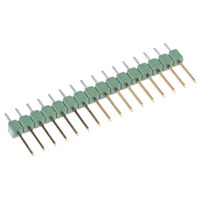 TE Connectivity AMPMODU MOD II Series Straight Through Hole Pin Header, 16 Contact(s), 2.54mm Pitch, 1 Row(s),