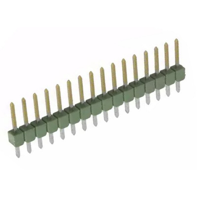 TE Connectivity AMPMODU MOD II Series Straight Through Hole Pin Header, 16 Contact(s), 2.54mm Pitch, 1 Row(s),