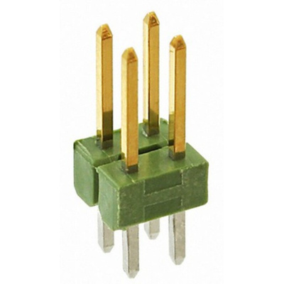 TE Connectivity AMPMODU MOD II Series Straight Through Hole Pin Header, 4 Contact(s), 2.54mm Pitch, 2 Row(s), Unshrouded