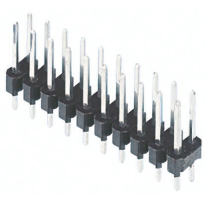 TE Connectivity AMPMODU MOD II Series Straight Through Hole Pin Header, 20 Contact(s), 2.54mm Pitch, 2 Row(s),