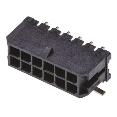 Molex Micro-Fit 3.0 Series Right Angle Surface Mount PCB Header, 12 Contact(s), 3.0mm Pitch, 2 Row(s), Shrouded
