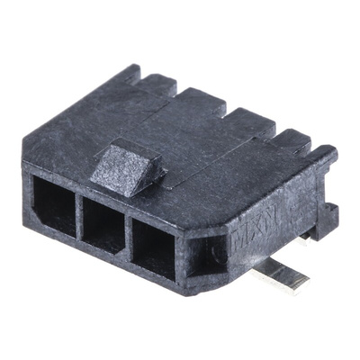 Molex Micro-Fit 3.0 Series Right Angle Surface Mount PCB Header, 3 Contact(s), 3.0mm Pitch, 1 Row(s), Shrouded