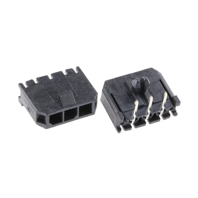 Molex Micro-Fit 3.0 Series Right Angle Through Hole PCB Header, 3 Contact(s), 3.0mm Pitch, 1 Row(s), Shrouded