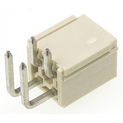 Molex Mini-Fit Jr. Series Right Angle Through Hole PCB Header, 4 Contact(s), 4.2mm Pitch, 2 Row(s), Shrouded