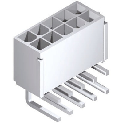 Molex Mini-Fit Jr. Series Right Angle Through Hole PCB Header, 8 Contact(s), 4.2mm Pitch, 2 Row(s), Shrouded