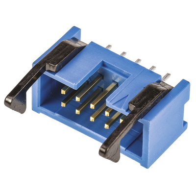 TE Connectivity AMP-LATCH Series Straight Through Hole PCB Header, 10 Contact(s), 2.54mm Pitch, 2 Row(s), Shrouded
