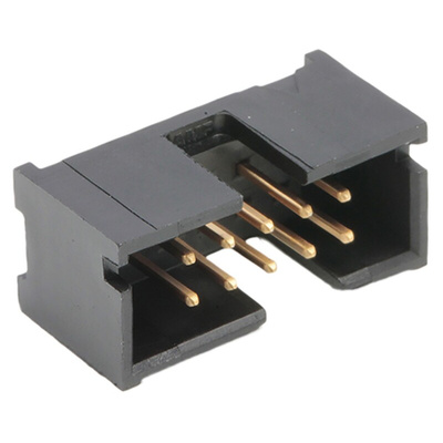 TE Connectivity AMP-LATCH Series Straight Through Hole PCB Header, 10 Contact(s), 2.54mm Pitch, 2 Row(s), Shrouded