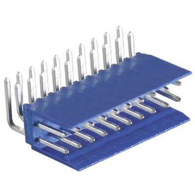TE Connectivity AMPMODU HE14 Series Right Angle Through Hole PCB Header, 20 Contact(s), 2.54mm Pitch, 2 Row(s), Shrouded