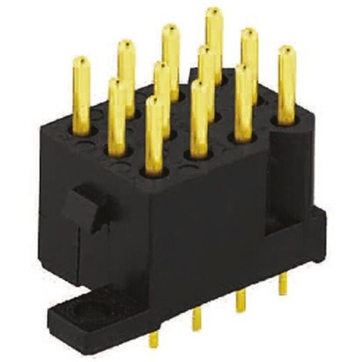 Souriau SMS Series Straight Through Hole PCB Header, 6 Contact(s), 2 Row(s), Shrouded