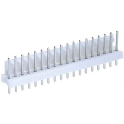 TE Connectivity MTA-100 Series Straight Through Hole Pin Header, 18 Contact(s), 2.54mm Pitch, 1 Row(s), Unshrouded