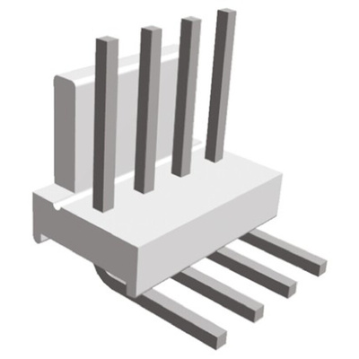 TE Connectivity MTA-100 Series Right Angle Through Hole Pin Header, 4 Contact(s), 2.54mm Pitch, 1 Row(s), Unshrouded