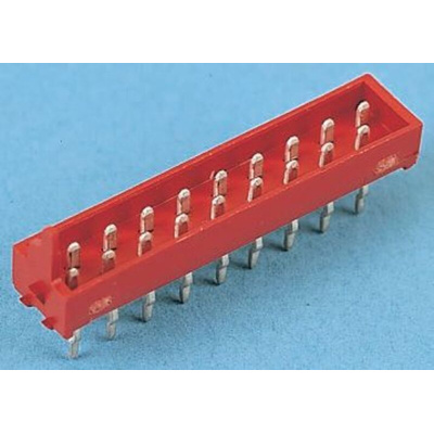 TE Connectivity Micro-Match Series Straight Through Hole PCB Header, 16 Contact(s), 1.27mm Pitch, 1 Row(s), Shrouded