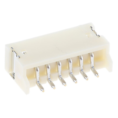 JST ZH Series Right Angle Surface Mount PCB Header, 6 Contact(s), 1.5mm Pitch, 1 Row(s), Shrouded