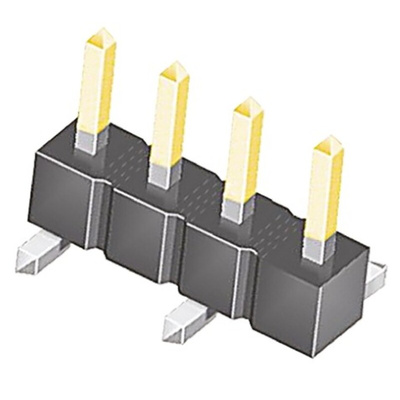 Samtec TSM Series Straight Surface Mount Pin Header, 4 Contact(s), 2.54mm Pitch, 1 Row(s), Unshrouded