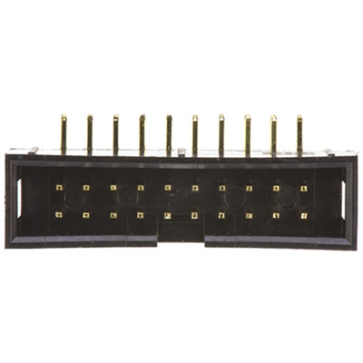 Amphenol ICC T821 Series Right Angle Through Hole PCB Header, 20 Contact(s), 2.54mm Pitch, 2 Row(s), Shrouded