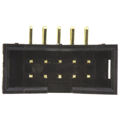 Amphenol T821 Series Right Angle Through Hole PCB Header, 10 Contact(s), 2.54mm Pitch, 2 Row(s), Shrouded