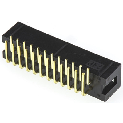 Amphenol ICC T821 Series Right Angle Through Hole PCB Header, 24 Contact(s), 2.54mm Pitch, 2 Row(s), Shrouded