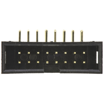 Amphenol T821 Series Right Angle Through Hole PCB Header, 16 Contact(s), 2.54mm Pitch, 2 Row(s), Shrouded