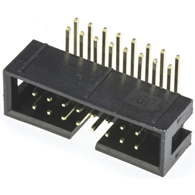 Amphenol T821 Series Right Angle Through Hole PCB Header, 16 Contact(s), 2.54mm Pitch, 2 Row(s), Shrouded