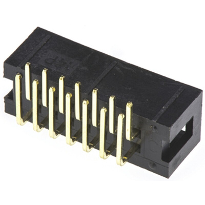 Amphenol ICC T821 Series Right Angle Through Hole PCB Header, 14 Contact(s), 2.54mm Pitch, 2 Row(s), Shrouded